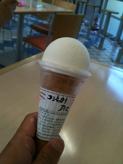 コシヒカリの粒々が入ったコシヒカリアイス