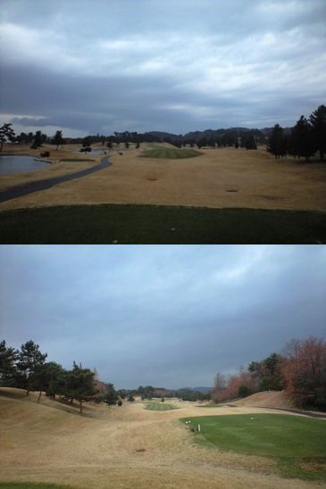 冬の雷雨の中でのゴルフ