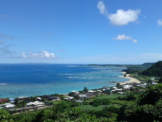 笠利の高台から見た海