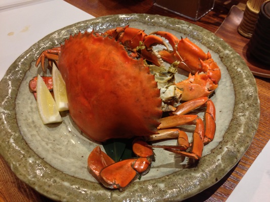 夕食は鰻の刺身と幻のどうまん蟹
