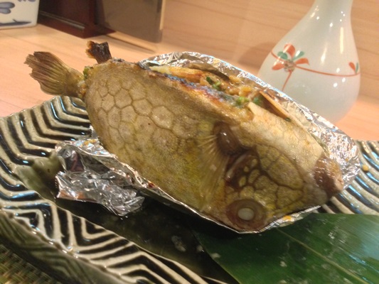 五島産の海の幸、ハコフグなどを夕食に