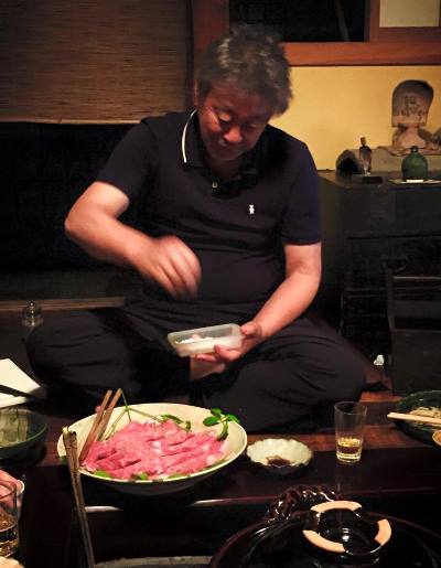 陶芸家の福森雅武さんと土楽で食事