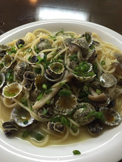ヒラミ貝を使ったパスタ