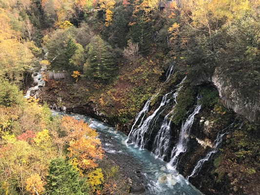 白髭の滝と十勝岳