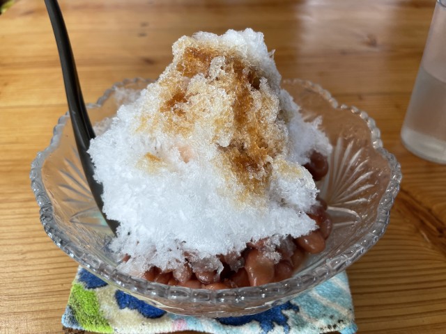 伊江島のパーラーで黒糖ぜんざい
